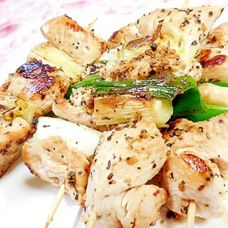 ピリッと❤葱と鶏胸肉のシーズニング・焼きとり❤